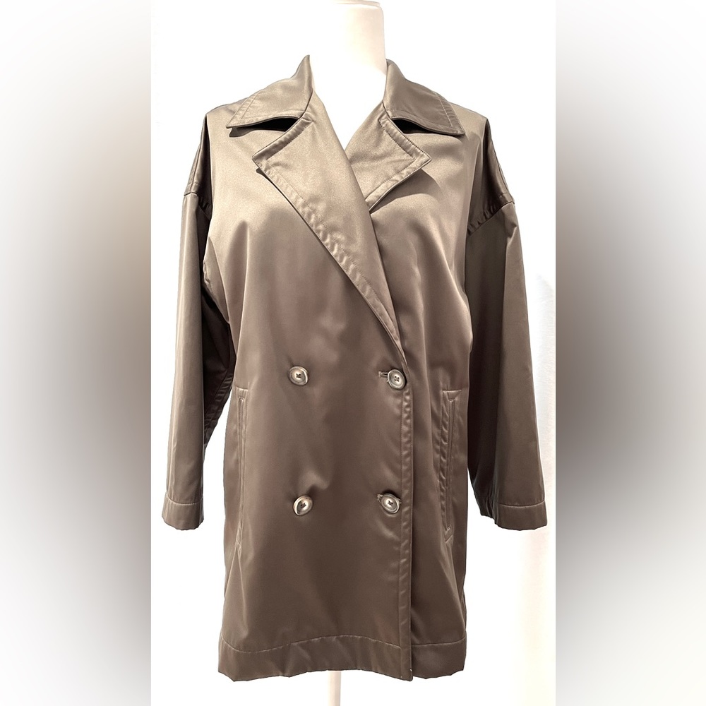 Beautiful Ellen Tracy Double-breasted Satin Jacket - Charcoal Gray